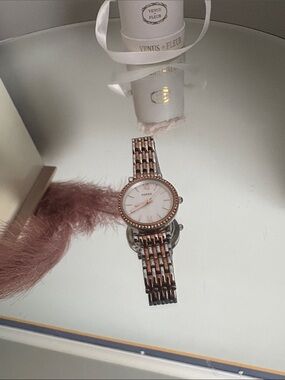 Fossil Two-Tone Gold and Silver Women's Bracelet Watch mother of pearl dial